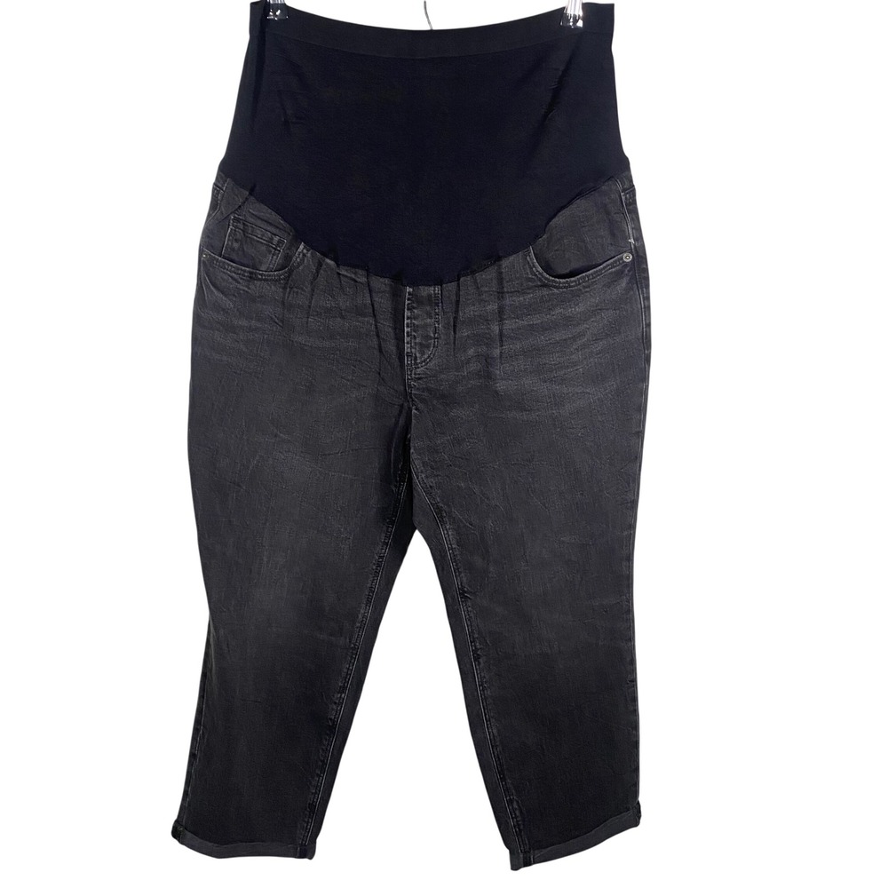 Old Navy Maternity Boyfriend Jeans 16 Short Full Panel Washed‎ Black Ember